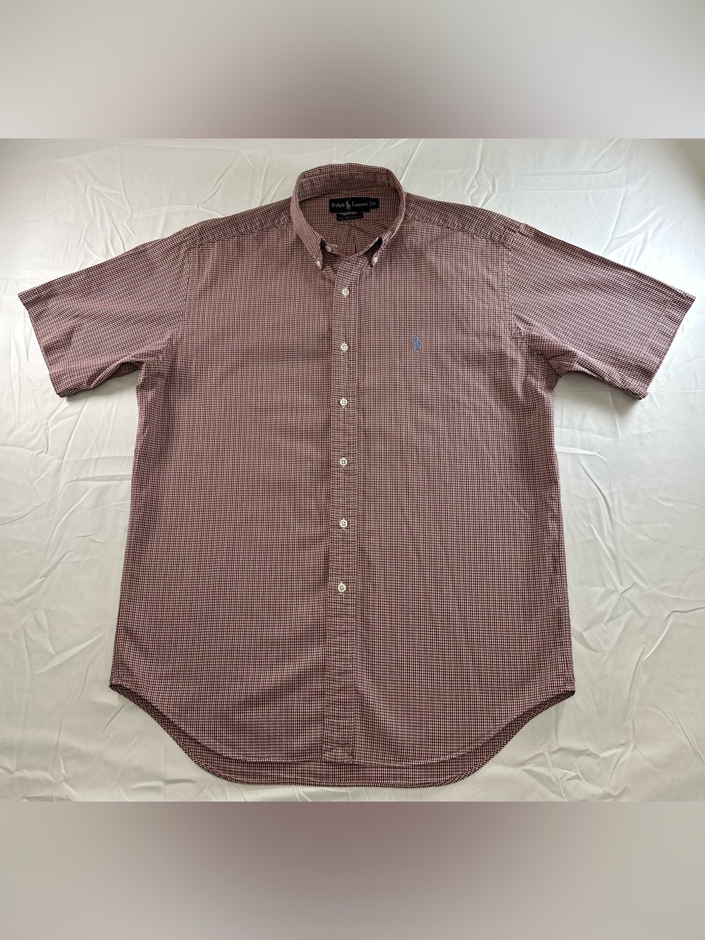 Polo by Ralph Lauren Short-Sleeve Button-Down Shirt in Burgundy Check